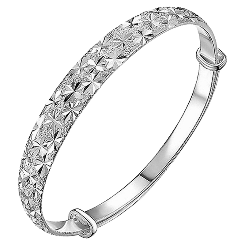 Moud Fraen Sterling Sier Verstellbar Spark Muster Bangle Bracelets_voghion.com