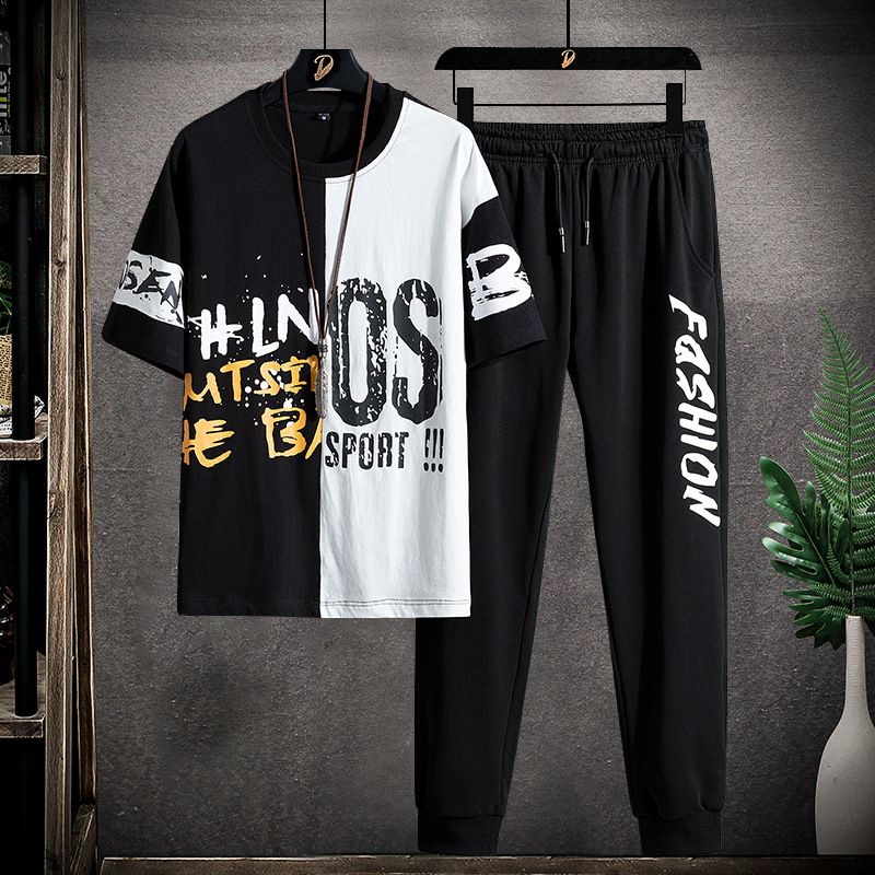 Men's Clothing Men's summer short sleeved tops style fashion all match outdoor sports leisure loose print color matching suit_voghion.com