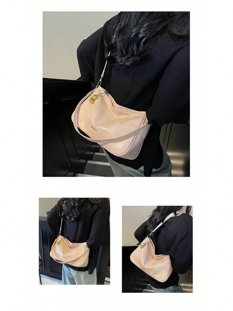 Borsa a tracolla di grande capacità, nuova borsa a tracolla tinta unita per pendolari, primavera ed estate_voghion.com