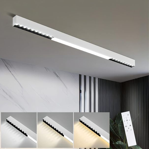 Glitzerlife Deckenlampe LED Deckenleuchte Schlafzimmer - Moderne 107CM Wohnzimmerlampe 32W Lang Küchenlampe Dimmbar Mit Fernbedienung Büro Deckenbeleuchtung Panel_voghion.com