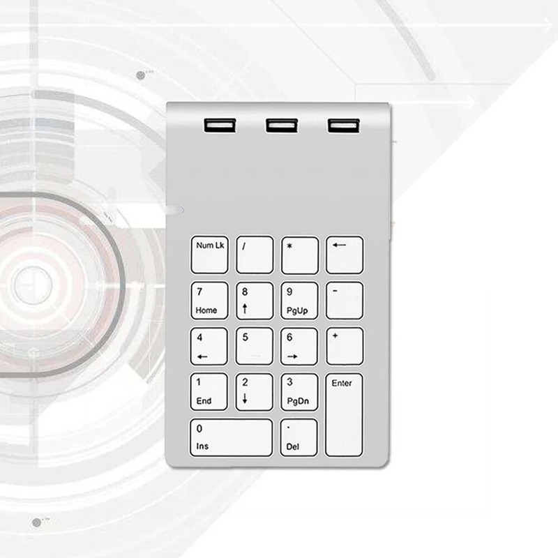 Mechanical Numeric Keypad Wired 18-key Numpad 3 USB Ports Hub for Laptop Computer (Sier)_voghion.com