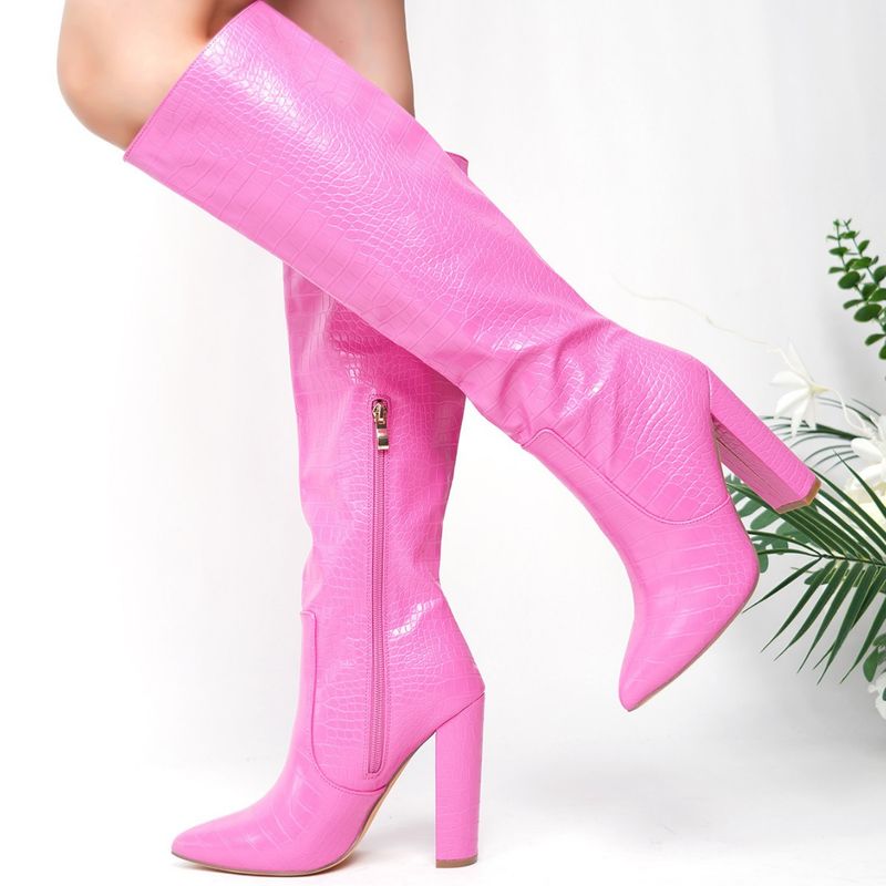 New high boots plus size fashion sexy stone knee-high leather boots_voghion.com