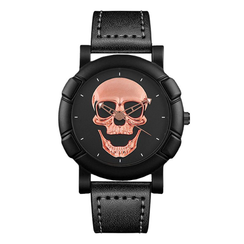 Neue mode große zifferblatt cool schädel trend herren uhr business dunklen stil quarzuhr_voghion.com