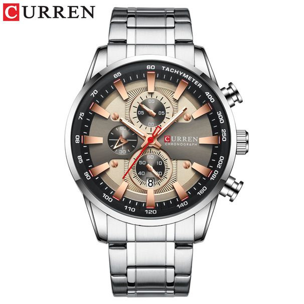 Curren 8351 Multifunctioneel quartzhorloge voor heren met datumweergave, waterdicht ronde wijzerplaat, geschikt voor zakelijk en casual gebruik._voghion.com