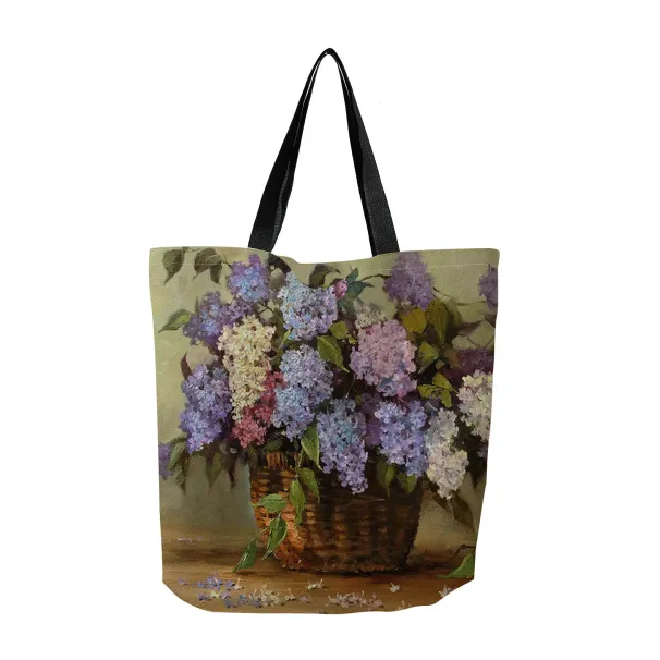 Printed Handbag Reusable Fashionable Backpack Multifunctional Printed Canvas Shopping Bag 250321l_voghion.com