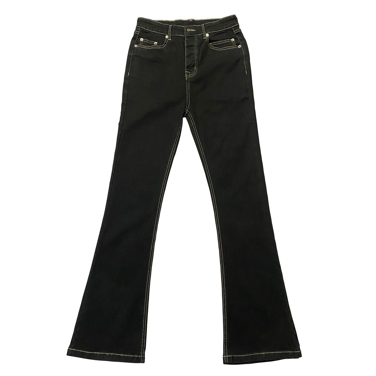 Herrkläder Höga handgjorda vaxbyxor Utsvängda Wide Leg Elastiskt Band High Street Jeans_voghion.com