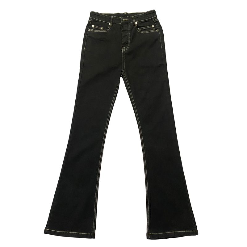 Herrenbekleidung High Version Ro Style Handgemachte Wachshose Vibe Flared Wide Leg Elastic Ribbon High Street Cleanfit Jeans_voghion.com