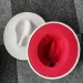 Trend Outer White Inner Red Patchwork Women Artificial Wool Felt Jazz Fedora Hats Ladies Flat Brim Panama Trilby Party_voghion.com