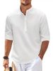 Cotton Linen Hot Sale Men's Long-Sleeved Shirts Spring Autumn Solid Color Stand-Up Collar Casual Beach Style Plus Size_voghion.com