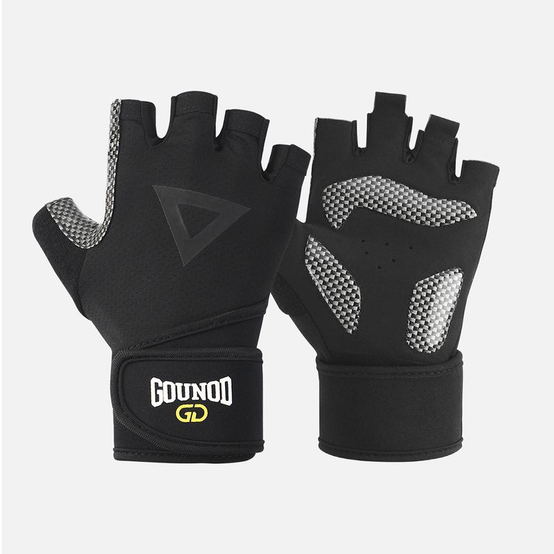 Fitness half-finger gloves thickened PU non-slip palm towel sweat design for men and women sports hand protection_voghion.com