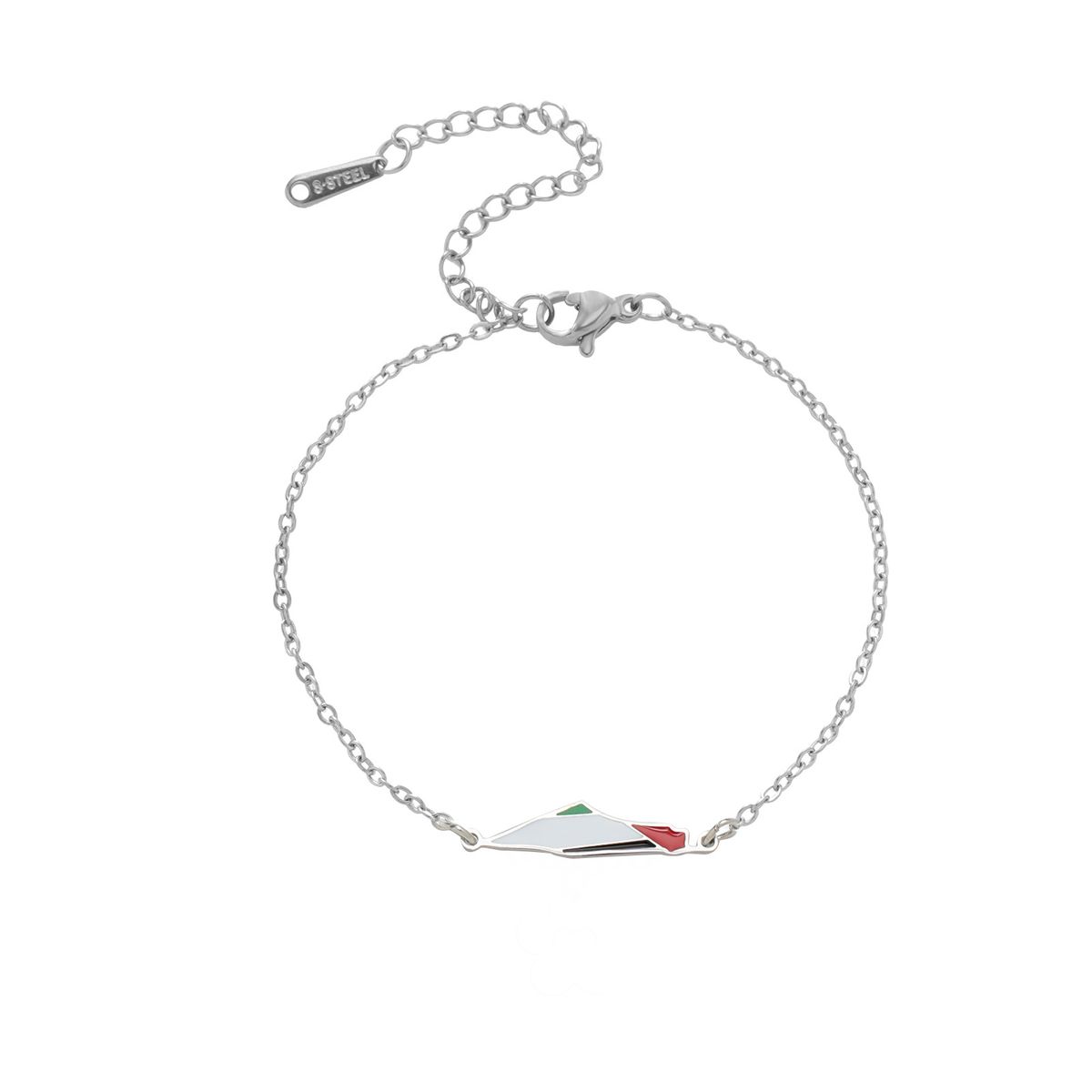 Braccialetto in acciaio inossidabile a forma di mappa dell'olio a goccia con doppia catena, smalto colorato, regalo di alta qualità per donne e uomini_voghion.com