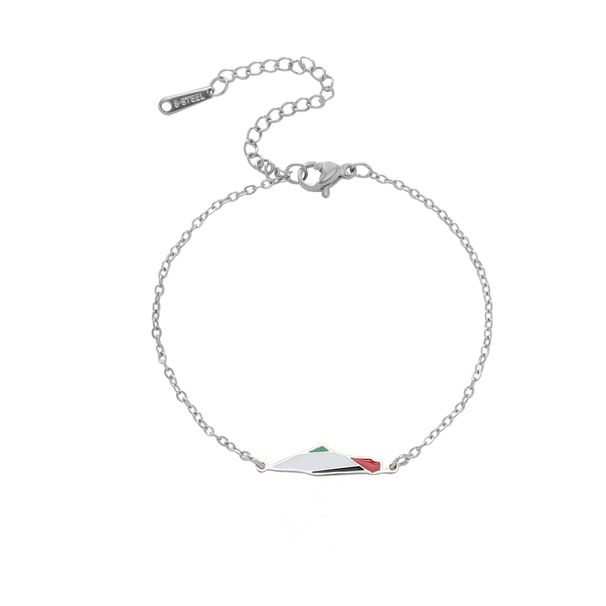 Braccialetto in acciaio inossidabile a forma di mappa dell'olio a goccia con doppia catena, smalto colorato, regalo di alta qualità per donne e uomini_voghion.com