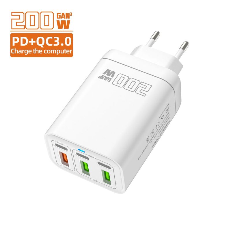 200W UK Mobile Phone Charger 120W EU US Standard 110v Multi-Port 3 Type-C Super Fast Charging Head USB_voghion.com