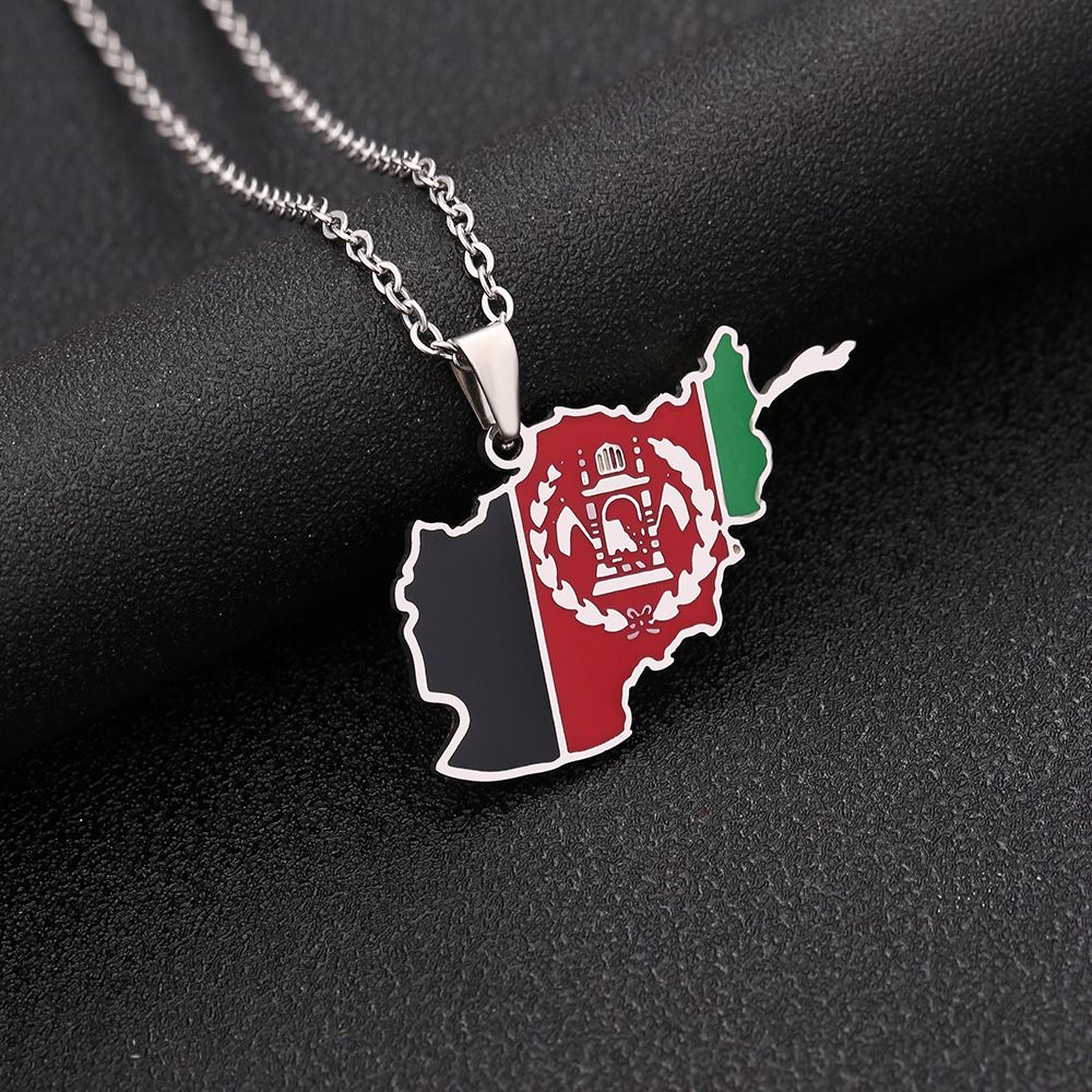 roestvrij staal Afghanistan kaart ketting paar stijl etnische stijl populaire persoonlijkheid olie druppel titanium stalen accessoires_voghion.com