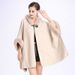 Elegant Hooded Cape Coat For Women - Soft Faux Fur Trim, Double-Faced Wool Blend, Versatile Layering Piece For Fall & Winter_voghion.com