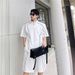Summer High-End Cool Casual Sports Suit For Men Korean Style Loose Half-Zip T-Shirt Niche Shorts Two-Piece Set_voghion.com