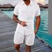 Herrenbekleidung Sommer Kurzarm Shorts Anzug Sport Freizeit Urlaub Zweiteiliger Anzug_voghion.com