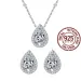 CWWZircons - Orecchini a bottone in argento sterling puro con taglio a pera e zirconi cubici, set di collane con ciondolo per donna, accessori di gioielleria raffinata, regalo_voghion.com