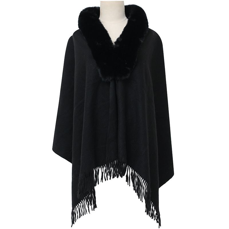 Gola de pele inverno quente cachecol feminino dupla utilização vestido grosso xale_voghion.com
