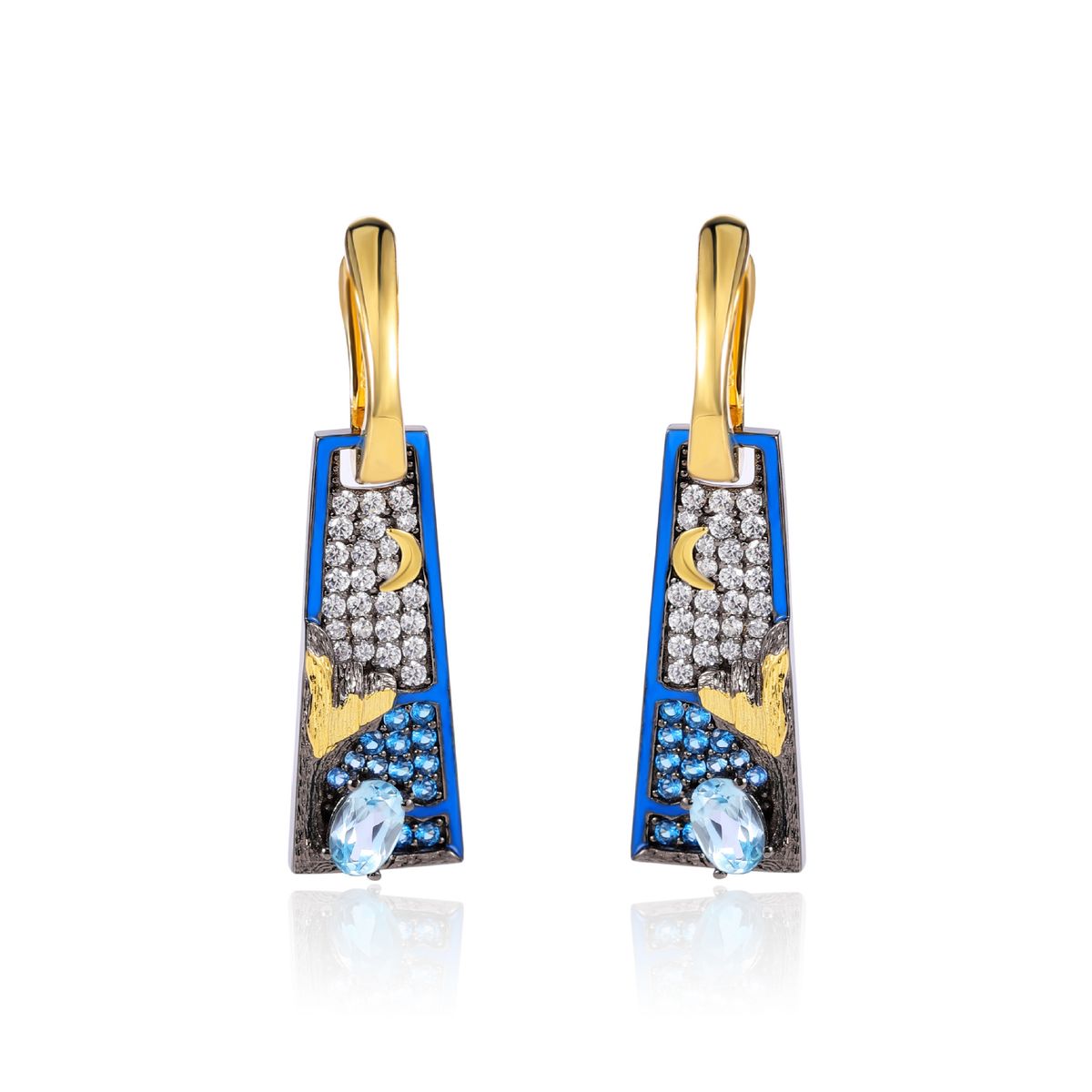 S925 Sterling Silber Saphir Natürliche Topas Ohrringe Nische Cube Ohrringe Original Design Bunte Edelstein Ohrringe Für Frauen_voghion.com