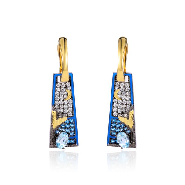 S925 Sterling Silber Saphir Natürliche Topas Ohrringe Nische Cube Ohrringe Original Design Bunte Edelstein Ohrringe Für Frauen_voghion.com