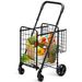 Folding Shopping Cart Portable Utility Cart Double Basket Grocery Utility Cart_voghion.com
