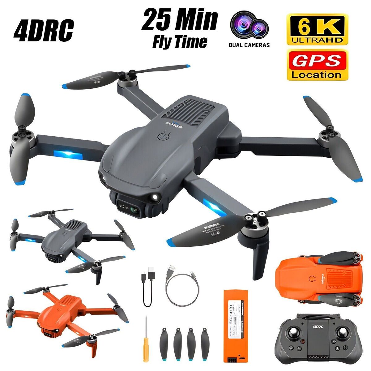 4DRC F12 RC Drone GPS 5G WIFI 6K HD Wide Angle Dual Camera Smart Follow Quadcopter,Professional Drones/adult Drones, For Beginners_voghion.com