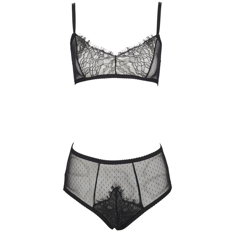 KOOSSOASIS - Completo intimo con pizzo ciglia senza anello in acciaio, a pois ultrasottili, a vita alta_voghion.com