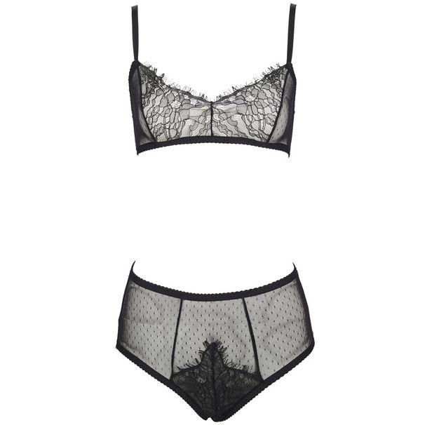 KOOSSOASIS - Completo intimo con pizzo ciglia senza anello in acciaio, a pois ultrasottili, a vita alta_voghion.com