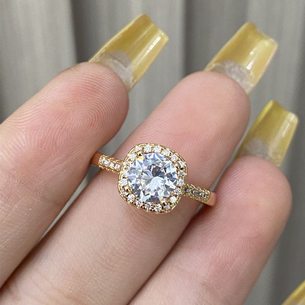 Moissanite quadrata placcata in oro stile caldo per le donne, lusso leggero, elegante, alla moda, versatile,_voghion.com