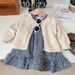 Toddler Girls Clothing Autumn Floral Dress Suit Children's Knitted Cardigan Two Piece Suit_voghion.com