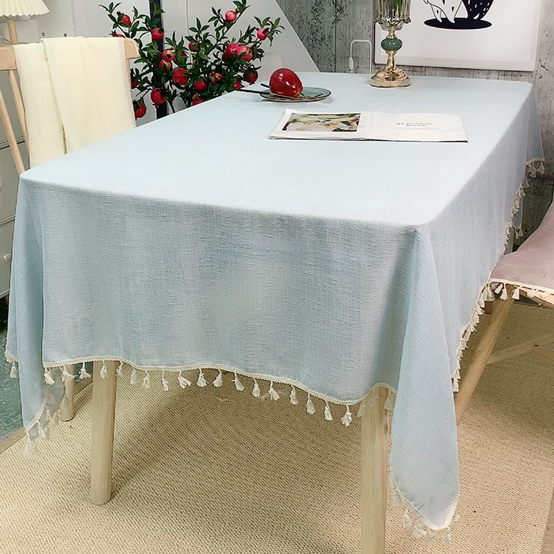 Scandinavian Polyester Tablecloth – Textured Slub Jacquard Rectangular Dining Table Cover With Anti-Slip Backing (5 Neutral Colors, 5 Sizes)_voghion.com