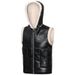 Men's Fleece-Lined Thickened Leather Vest With Hood For Cold Protection, Oversized Lambswool Cotton Vest, Trendy_voghion.com