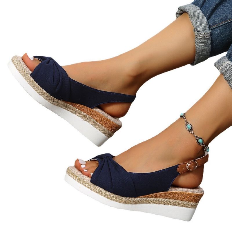 Pantofi de damă noi de primăvară și de vară cu toc plat, fund gros, cap rotund, cap rotund, ieșire pentru femei, mărime mare_voghion.com