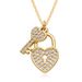 Japanese And Korean Style High-End Lock Key Pendant Necklace For Women Copper Gold-Plated Heart Micro-Inlaid Zirconia_voghion.com