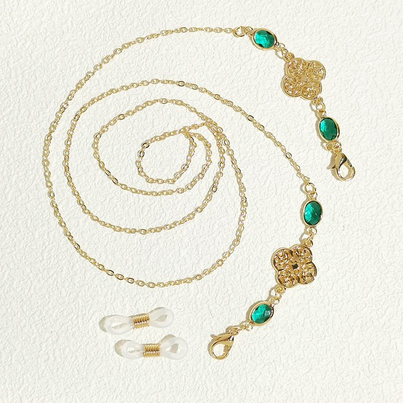 Palace Style Hollow Four-Leaf Clover Glasses Mask Neck Hanging Multi-Use Chain_voghion.com