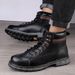 Martin Boots Men's High-top Style First-layer Tooling Boots Trendy Boots Black Leather Boots Men's Shoes_voghion.com