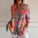 2025 Hot Sale 3D Color Block Print Pattern Autumn Casual Loose Shirt Women's Button-Up Top_voghion.com