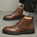 26ss Martin Herren High Top Brogue British Work Rindsleder Handgefertigte Casual Lederstiefel mit dicker Sohle und Fleecefutter_voghion.com