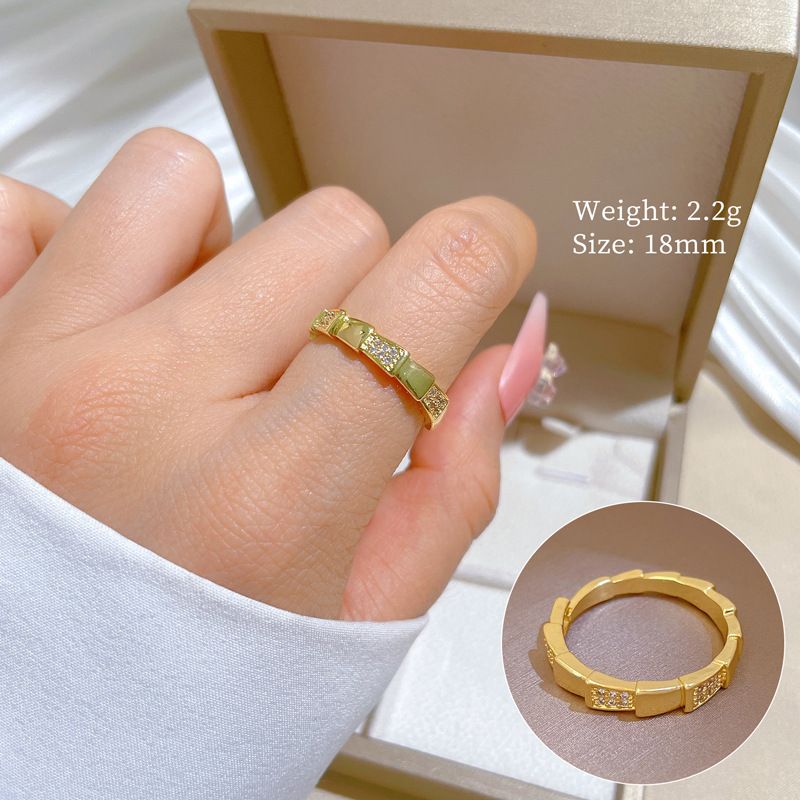 [Echt goud] gelaagde bamboeknoop met diamant en verstelbare opening, eenvoudige handgemaakte ring, ring voor koppels_voghion.com