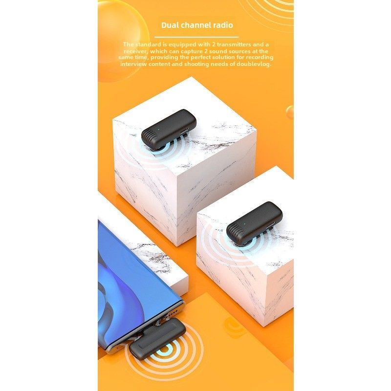 Wireless collar microphone J13 one for two with charging compartment, live broadcast radio recording noise reduction_voghion.com