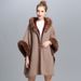 Elegant Hooded Cape Coat For Women - Soft Faux Fur Trim, Double-Faced Wool Blend, Versatile Layering Piece For Fall & Winter_voghion.com