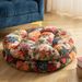 Cojín de suelo redondo de 55 cm de algodón y lino con estampado floral (base antideslizante, relleno de PP, 8 cm de grosor, estilo bohemio y rústico)._voghion.com