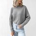 Women's Batwing Sleeve Knit Sweater - Semi-High Neck Long Sleeve Pullover, Soft Stretch Comfy Loose Fit, Casual Tunic Top (Multiple Colors)_voghion.com