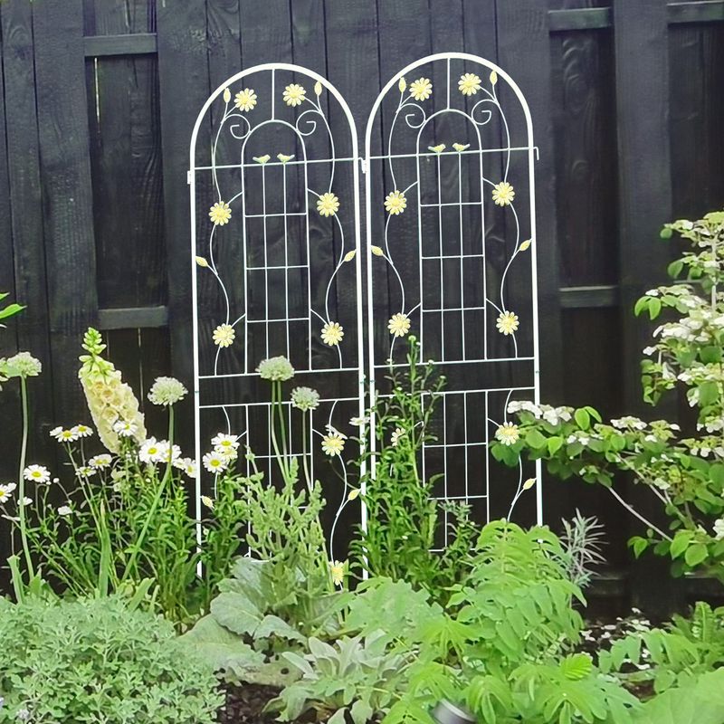 4 Pack Metal Garden Trellis 71" X 19.7" Rustproof Trellis For Climbing Plants Outdoor Flower Support Cream White_voghion.com