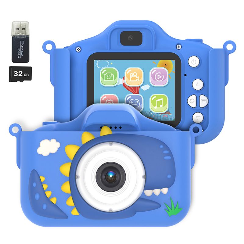 Mini cameră pentru copii, 1080P, desene animate, selfie, jucării pentru camere video digitale pentru copii cu card SD 32G pentru băieți/fete Cadouri de aniversare de Crăciun_voghion.com