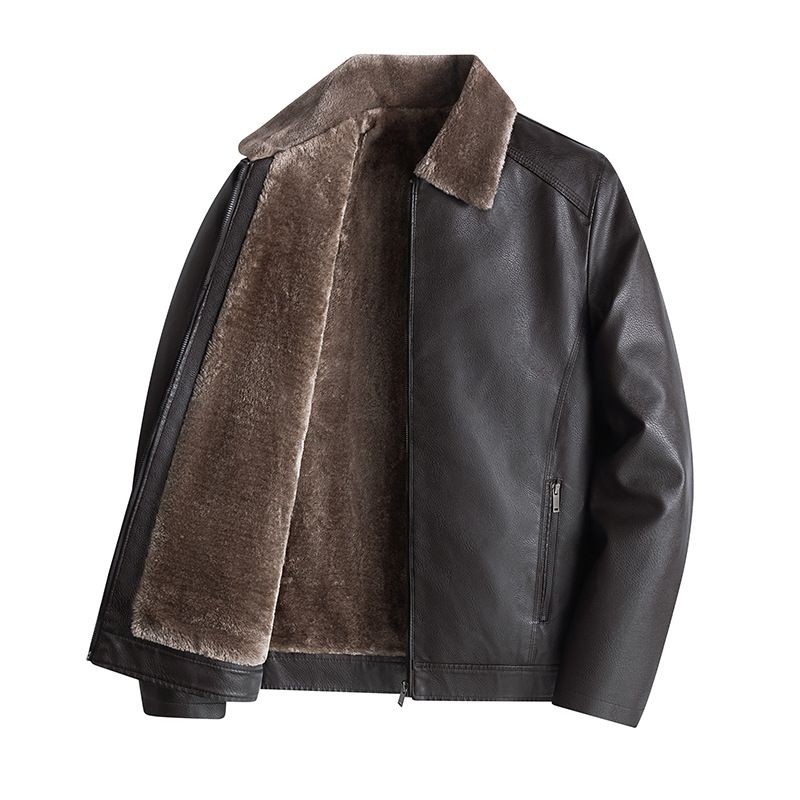 Nuovo prodotto 2024: parte superiore in velluto spesso, giacca in pelle PU da uomo, edizione coreana autunno/inverno, colletto alla moda, business_voghion.com
