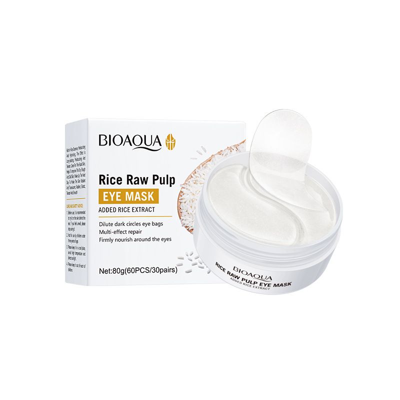 BIOAOUA rice serum mask in full English for moisturizing, lightening dark circl, eye bags, and hydrating around the_voghion.com