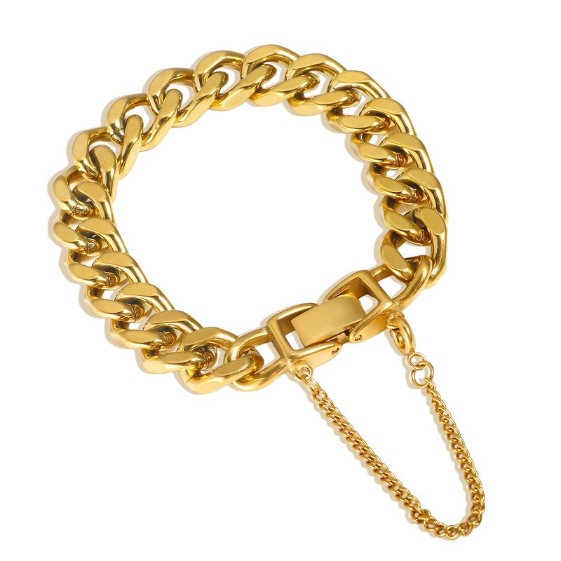 Bracciale unisex con catena cubana in acciaio al titanio e personalità hip-hop_voghion.com