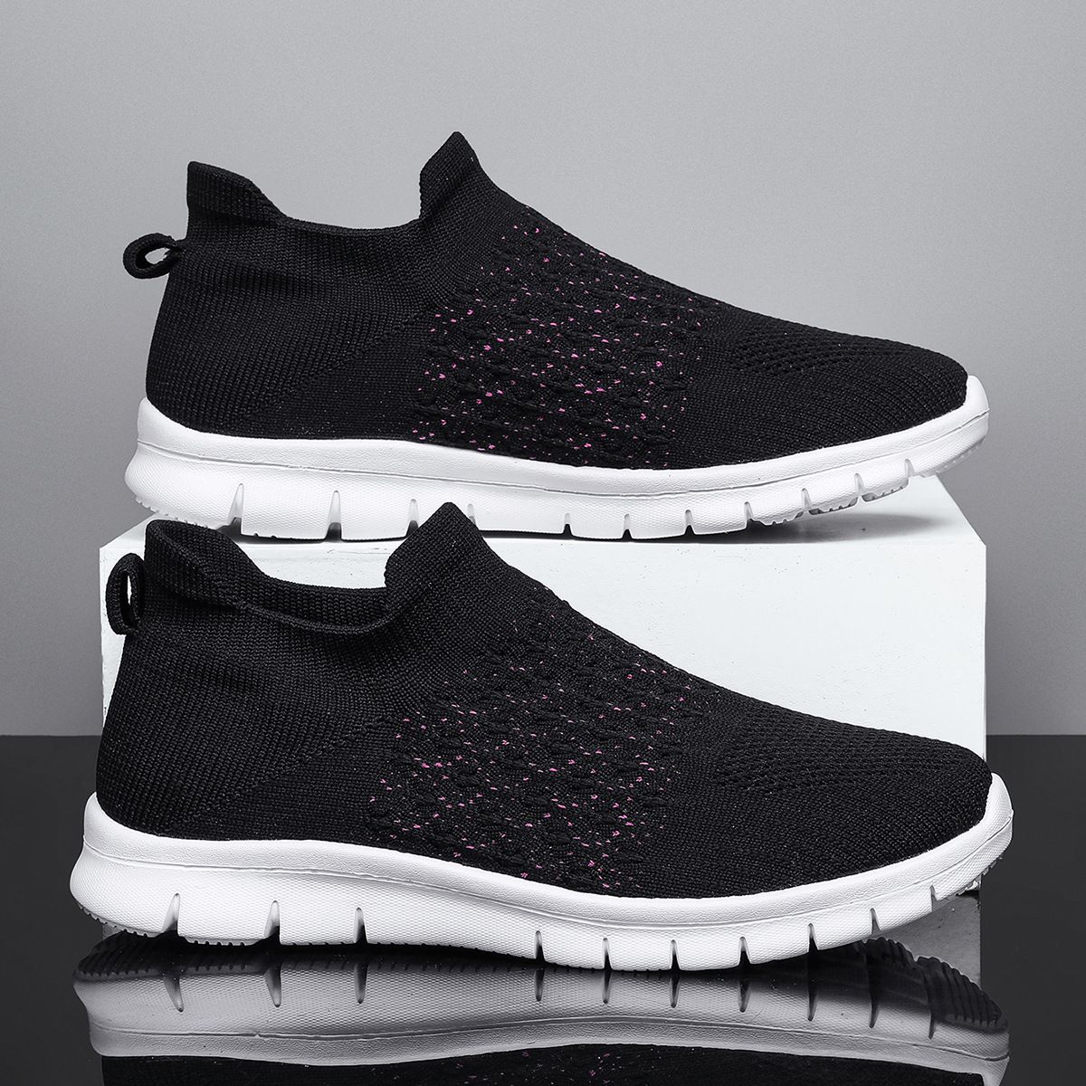 Scarpe da ginnastica traspiranti da donna taglie forti 2024, slip-on e comode_voghion.com